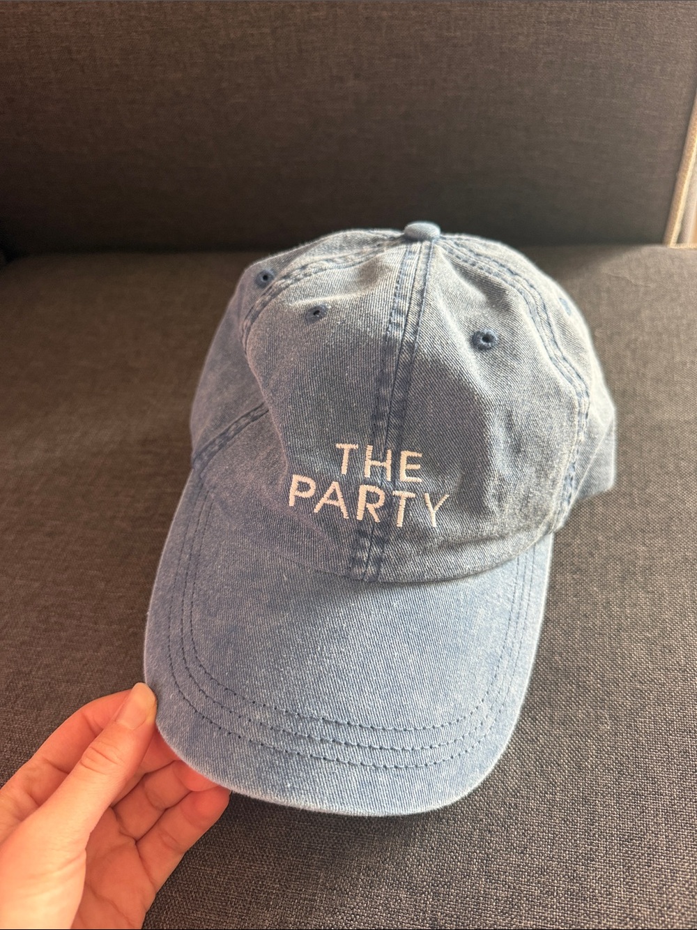 THE PARTY Embroidered Blue Baseball Cap